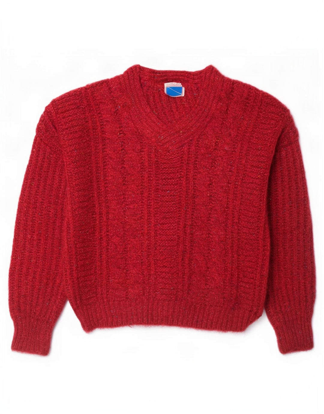 Giovanni Herren-Pullover mit V-Ausschnitt, mittlere weinrote gesprenkelte Wolle