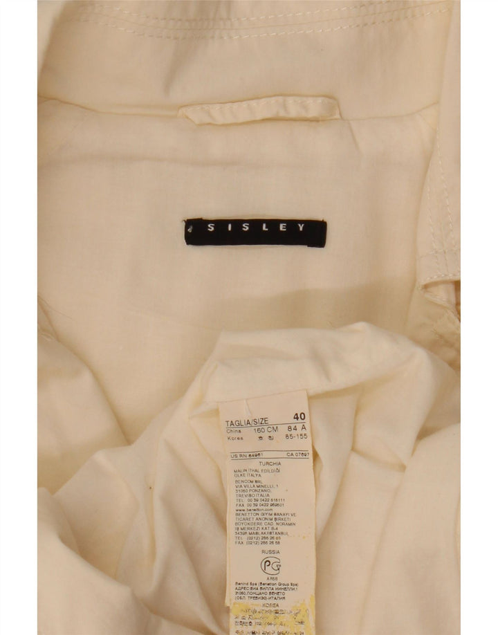 Sisley Damen Pea Coat IT 40 Small Off White Baumwolle