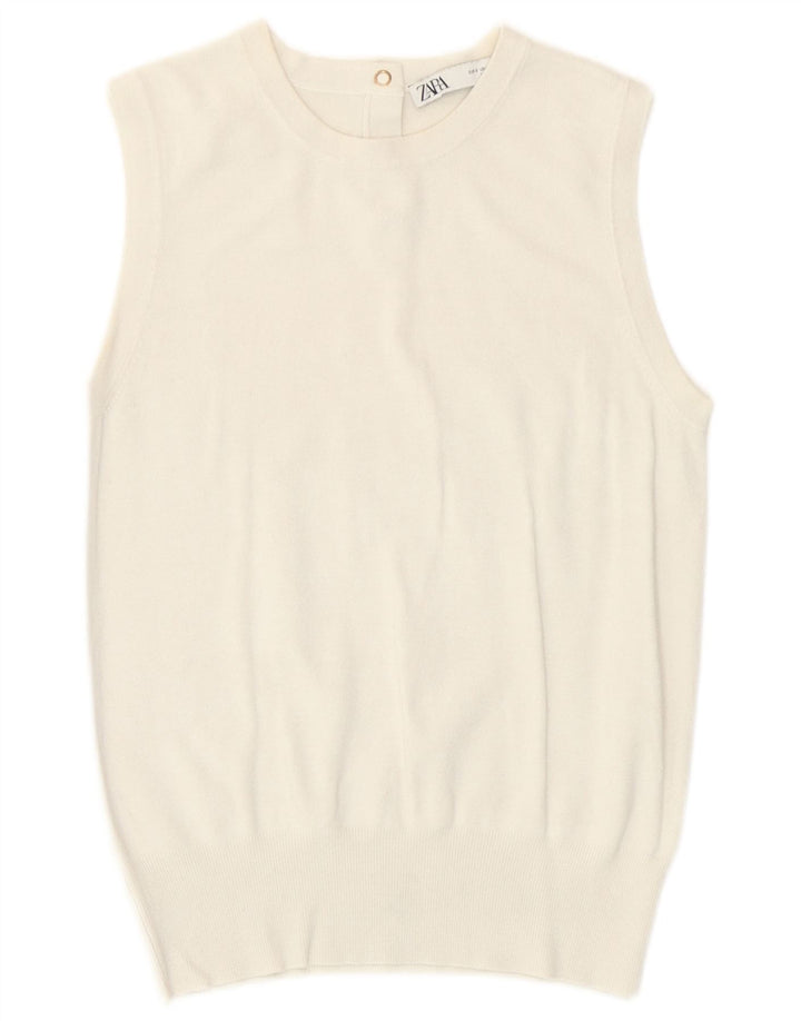 Zara Damen Weste Tank Top UK 10 Small Weiß