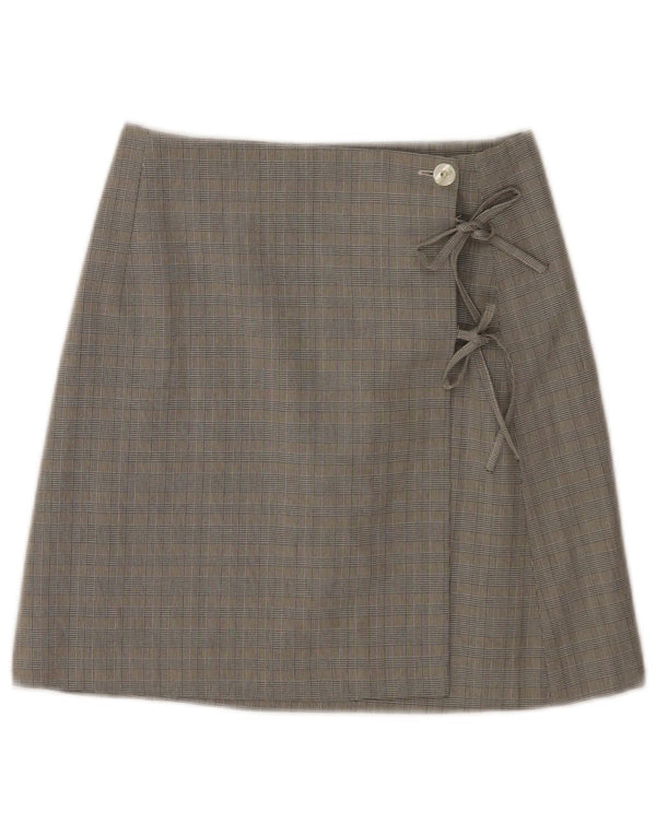 I Gabbiani Damen Wickelrock UK 34 XS W26 Grau karierte Viskose