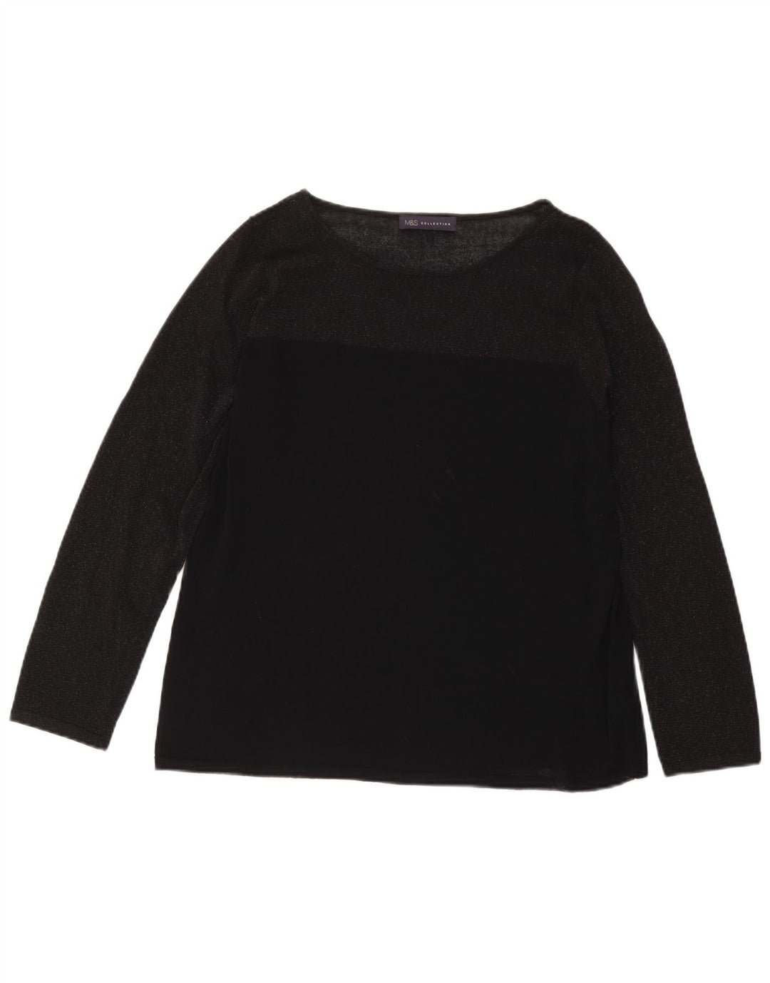 Marks & Spencer Damen Top Langarm UK 18 XL Schwarz Viskose