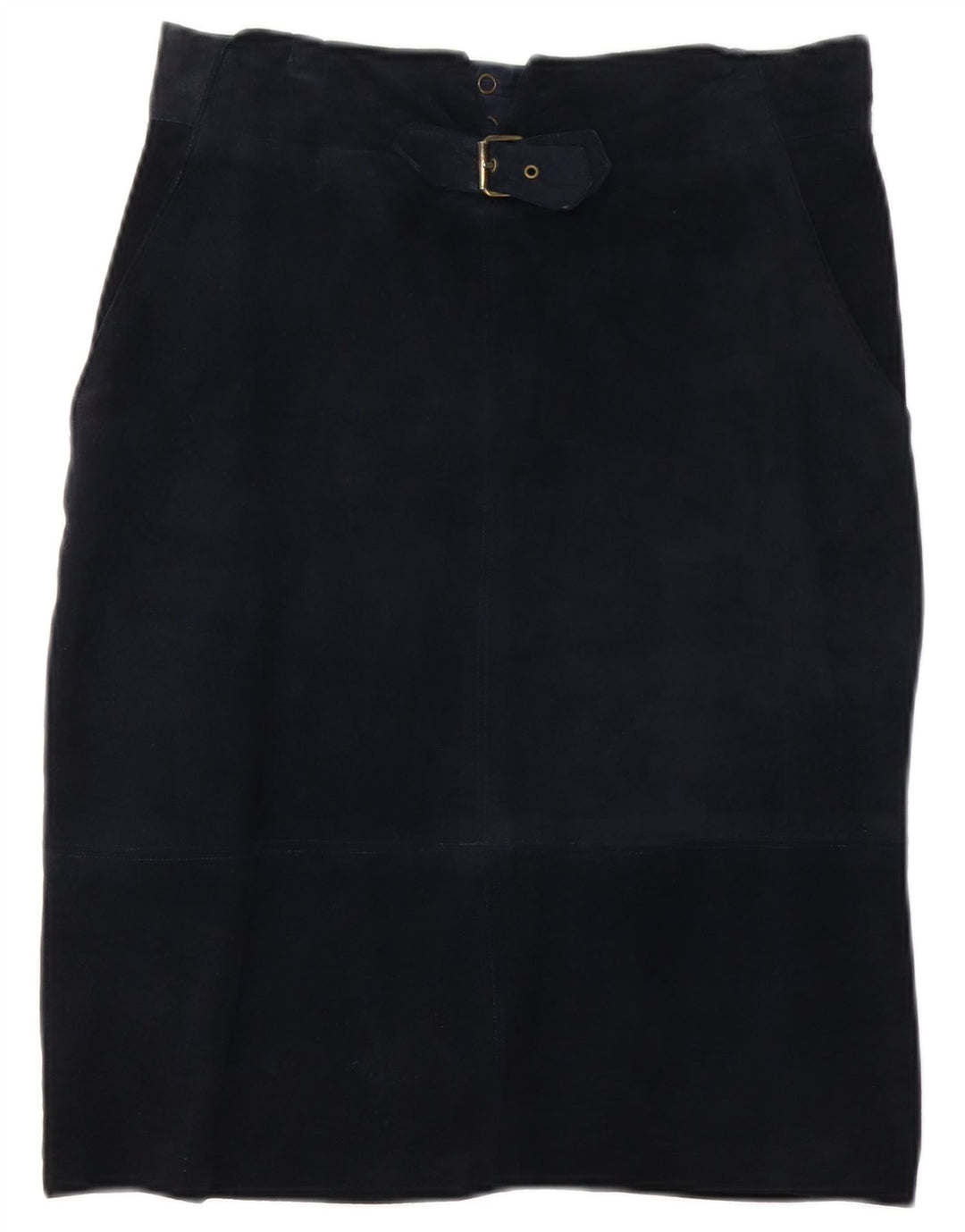 Gerader Vintage-Damen-Wildlederrock W30 Mittelmarineblau