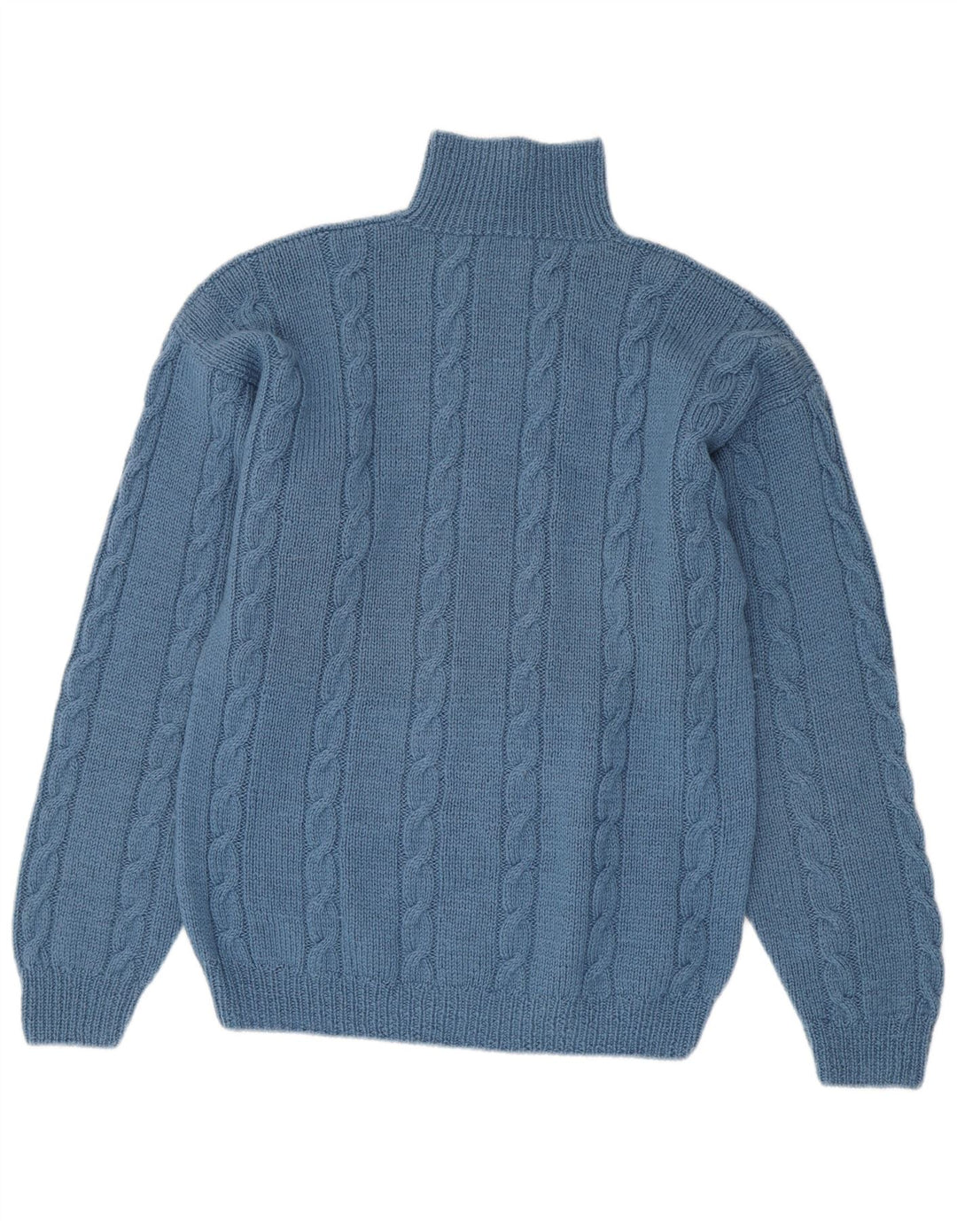 Vintage Herren Rollkragenpullover Pullover Mittelblau