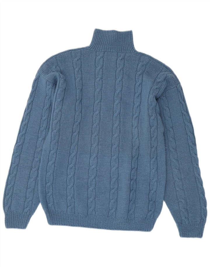 Vintage Herren Rollkragenpullover Pullover Mittelblau