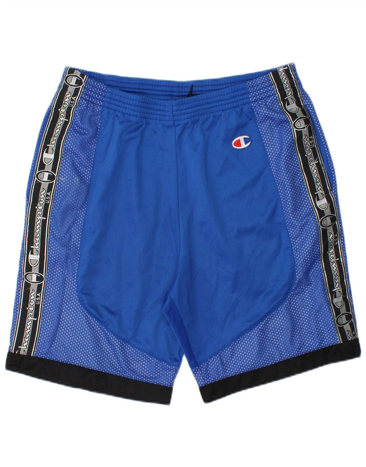 CHAMPION Herren-Sportshorts mit Grafik, groß, blaues Farbblock-Polyester