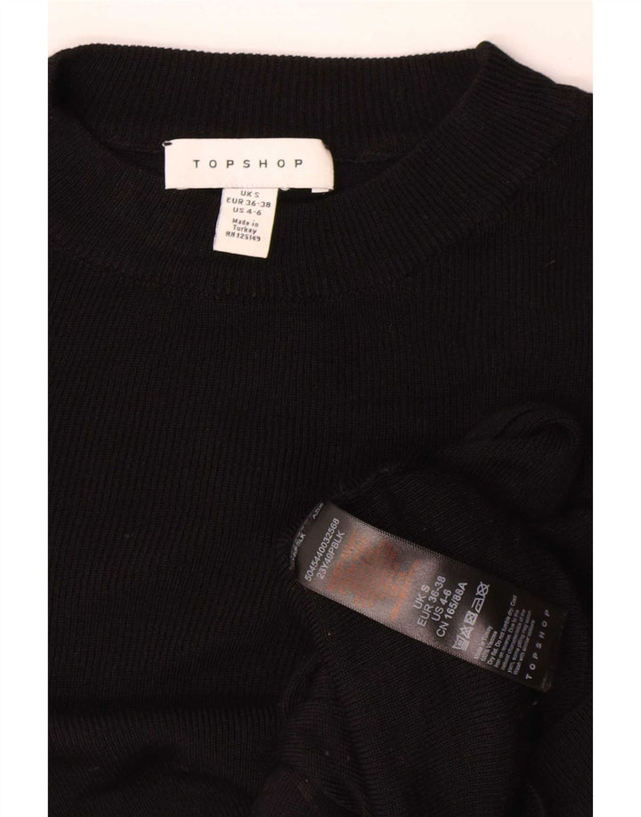 Topshop Damen Crop Oversized Top Langarm UK 10 Small Schwarze Viskose