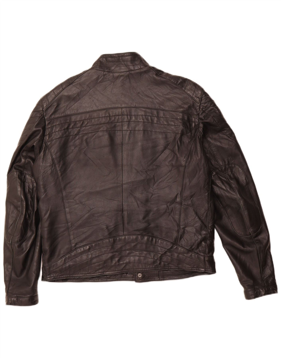 VINTAGE Herren Leder Racer Jacke IT 54 2XL Schwarzes Leder