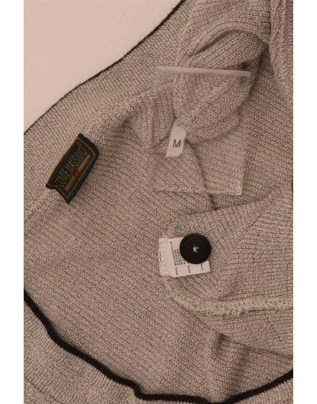 Conte Massimo Ärmelloser Herren-Cardigan-Pullover aus mittelgrauer Baumwolle