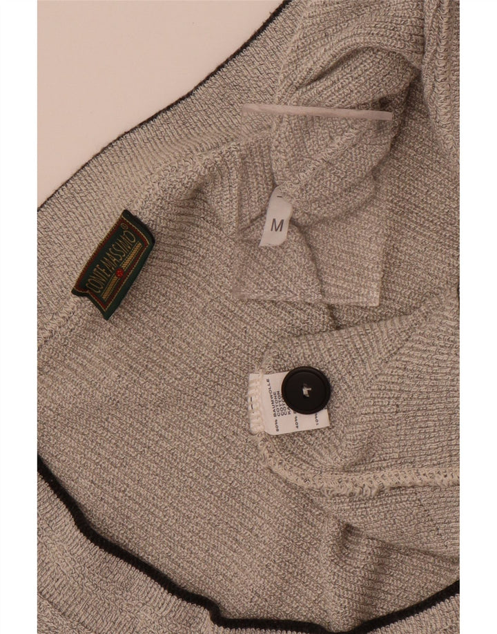 Conte Massimo Ärmelloser Herren-Cardigan-Pullover aus mittelgrauer Baumwolle