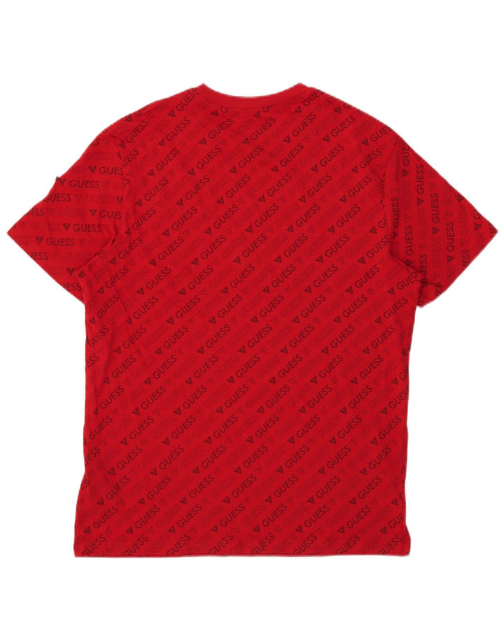 GUESS Herren Grafik-T-Shirt-Oberteil aus mittelroter Baumwolle