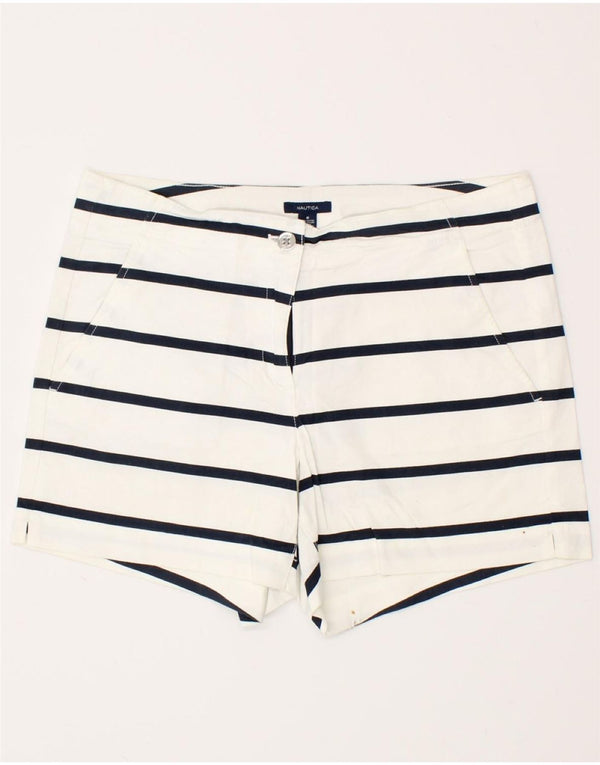 NAUTICA Womens Hot Pants US 8 Medium W30  White Striped Cotton