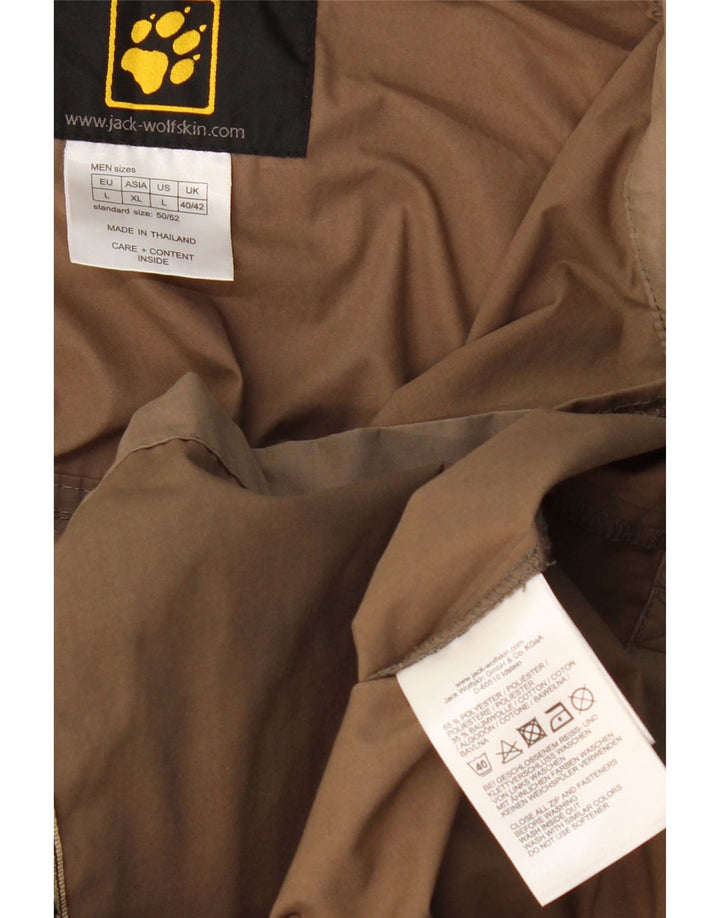 JACK WOLFSKIN Herren-Utility-Jacke mit Kapuze, UK 40/42, großes braunes Polyester