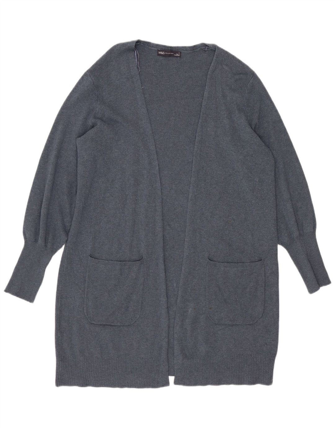 Marks & Spencer Damen Longline Open Cardigan Pullover UK 14 Large Blau