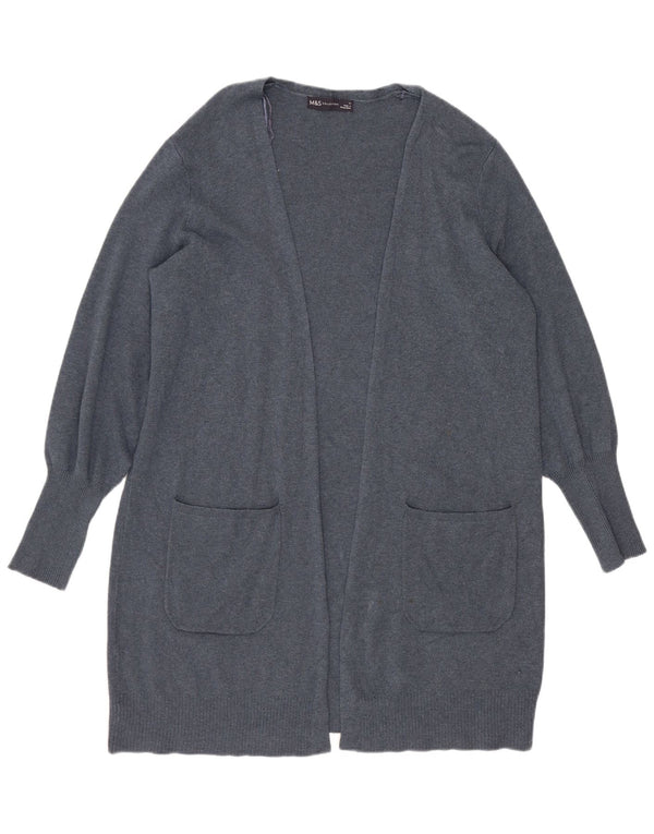 Marks & Spencer Damen Longline Open Cardigan Pullover UK 14 Large Blau