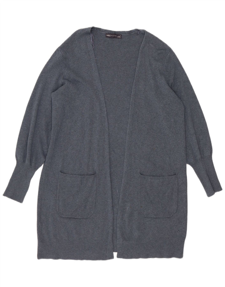 Marks & Spencer Damen Longline Open Cardigan Pullover UK 14 Large Blau