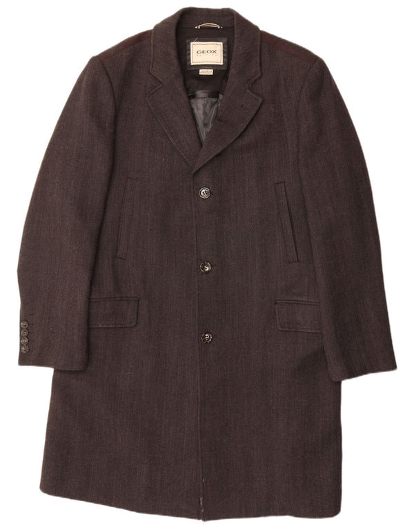 GEOX Herrenmantel UK 46 3XL Graue Fischgrätenwolle