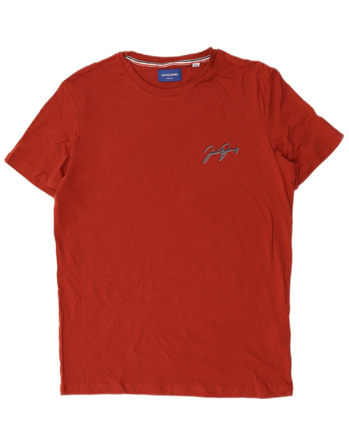 Jack & Jones Herren-T-Shirt-Oberteil aus mittelroter Baumwolle