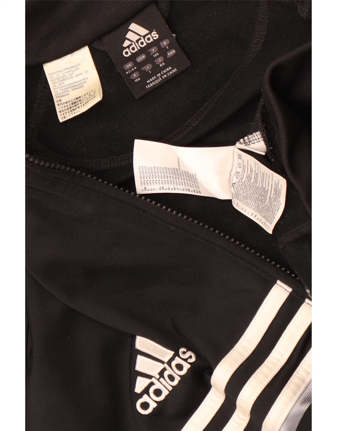 Adidas Herren-Trainingsanzugoberteil, UK-Größe 42/44, großes schwarzes Colourblock-Polyester