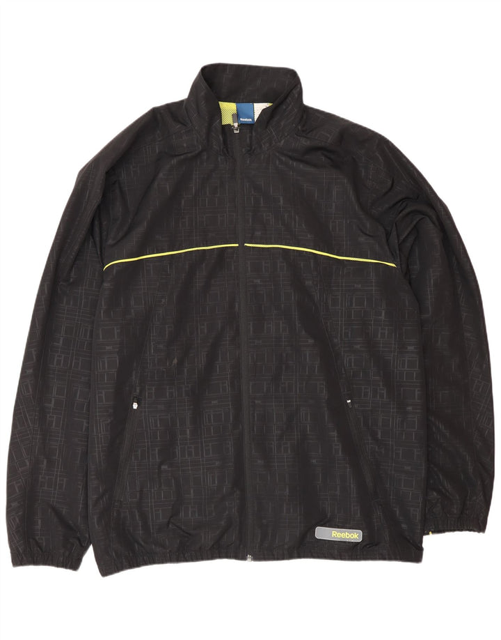 Reebok Herren Regenjacke UK 42 XL Schwarz Geometrisch Polyester