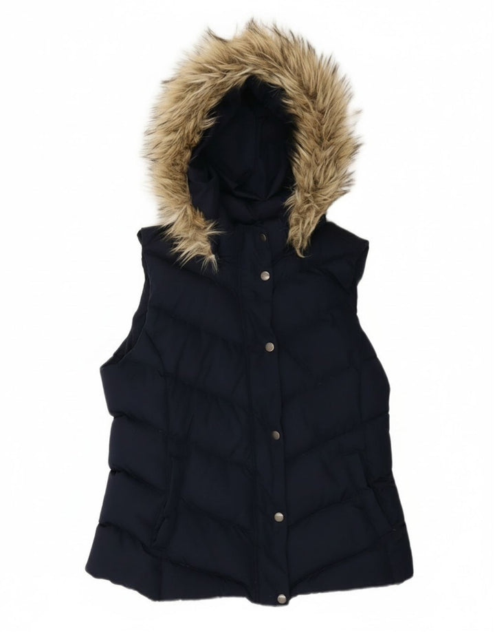 Gap Wattierte Damen-Weste mit Kapuze, UK 14, Mittelmarineblau, Polyester