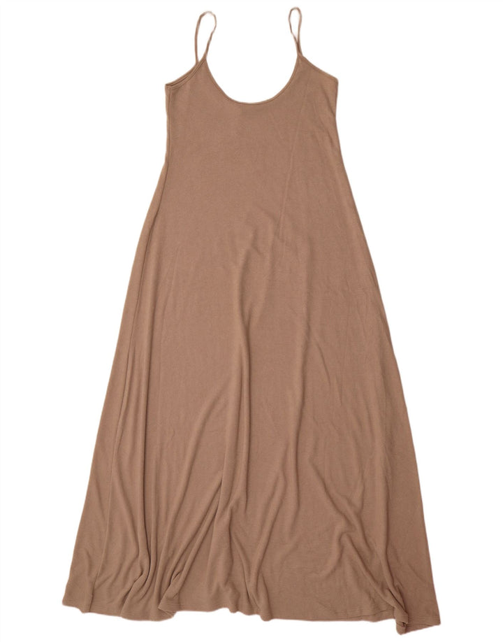 Zara Damen Maxi-Sommerkleid UK 12 Medium Beige Polyester