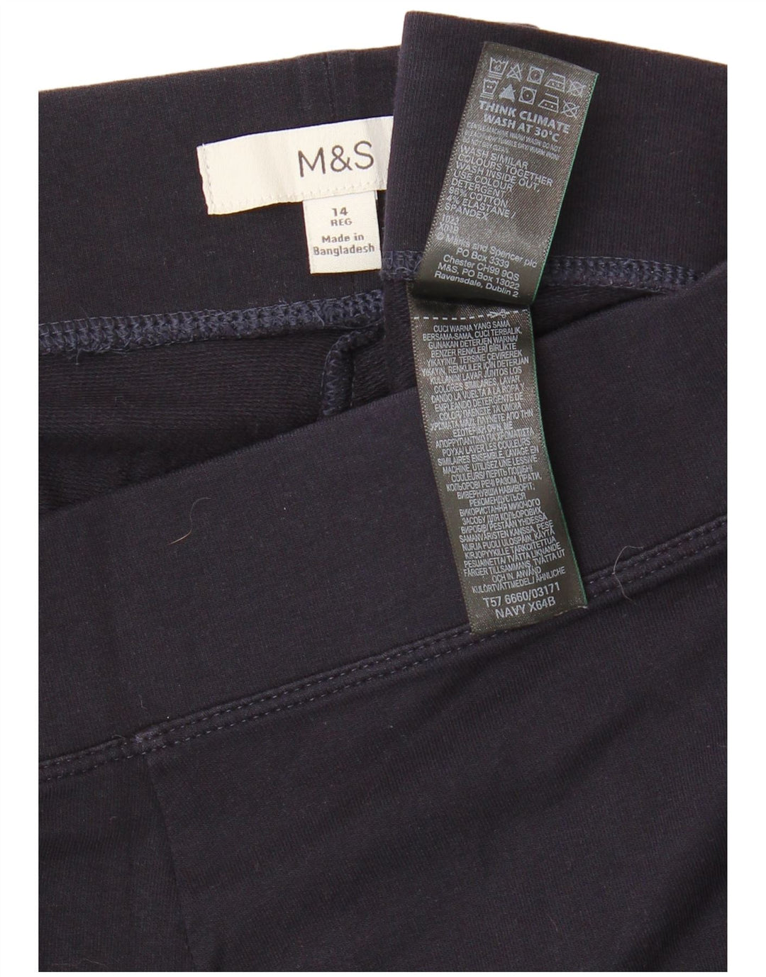 MARKS & SPENCER Damen Leggings UK 14 Große Marineblaue Baumwolle