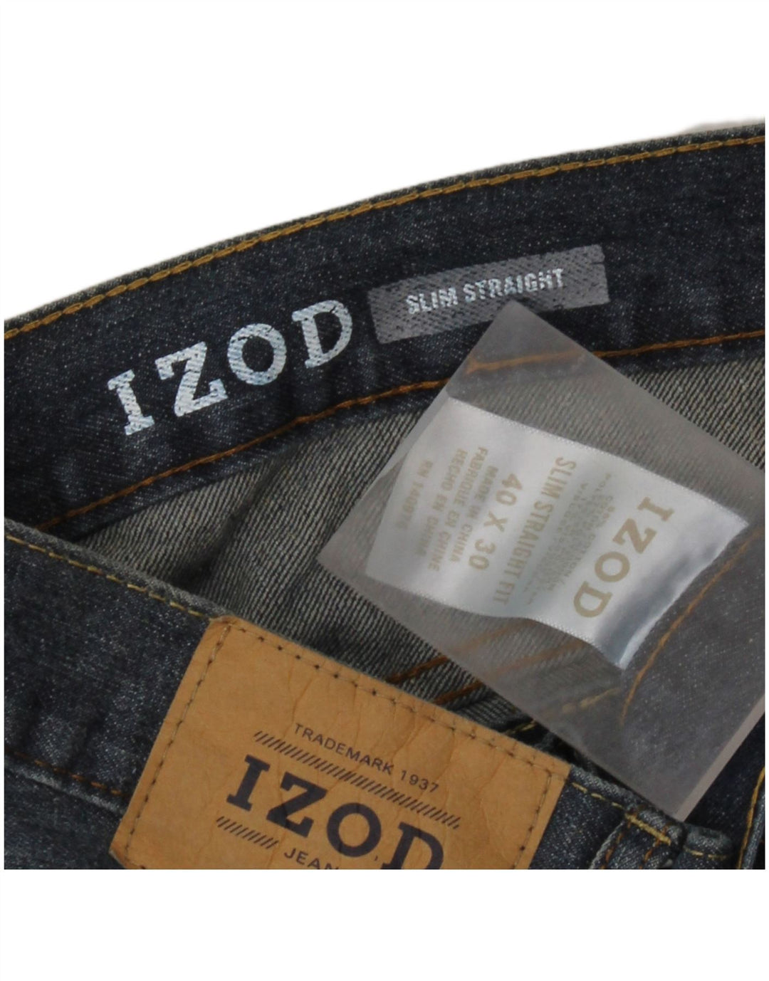IZOD Herren Slim Straight Jeans W40 L30 Blaue Baumwolle