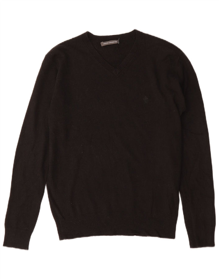 French Connection Herren-Pullover mit V-Ausschnitt, Größe S, Schwarz, Acryl