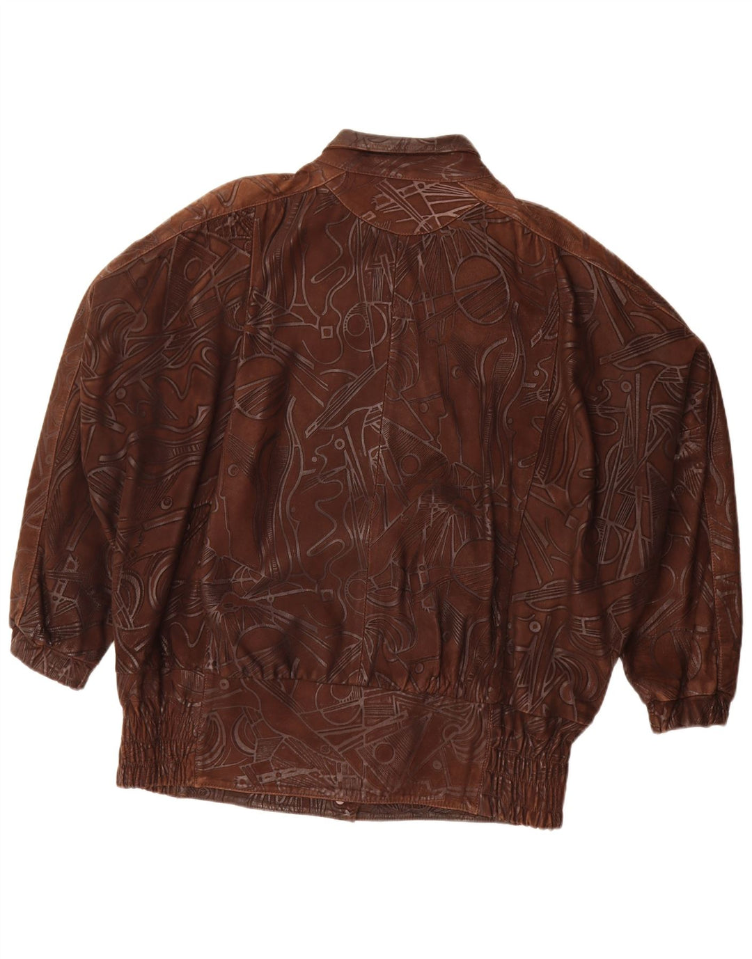 Vintage Damen Jacke mit abstraktem Muster, übergroß, EU 38, Mittelbraun
