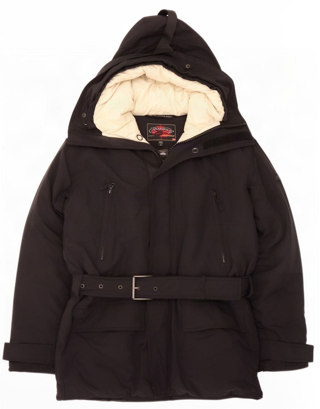 Canadiens Herren-Jacke mit Kapuze, gepolstert, UK 36, Größe S, Schwarz, Baumwolle