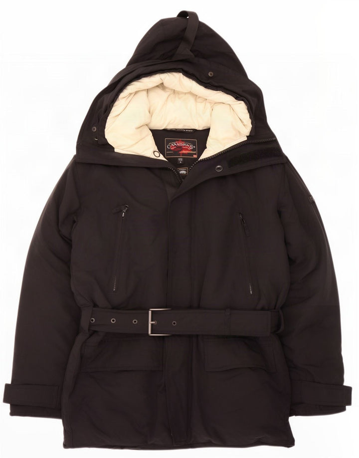 Canadiens Herren-Jacke mit Kapuze, gepolstert, UK 36, Größe S, Schwarz, Baumwolle
