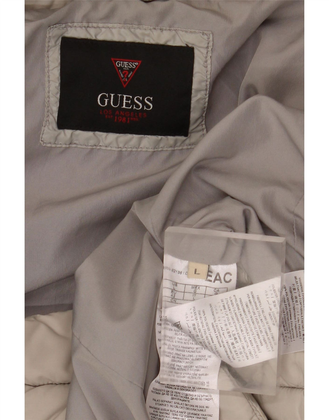 GUESS Damen Wattierte Jacke UK 16 Large Beige Polyester