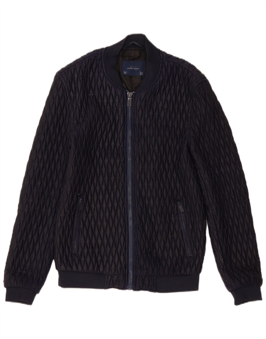 Zara Herren Bomber Steppjacke UK 38 Medium Marineblau Polyester