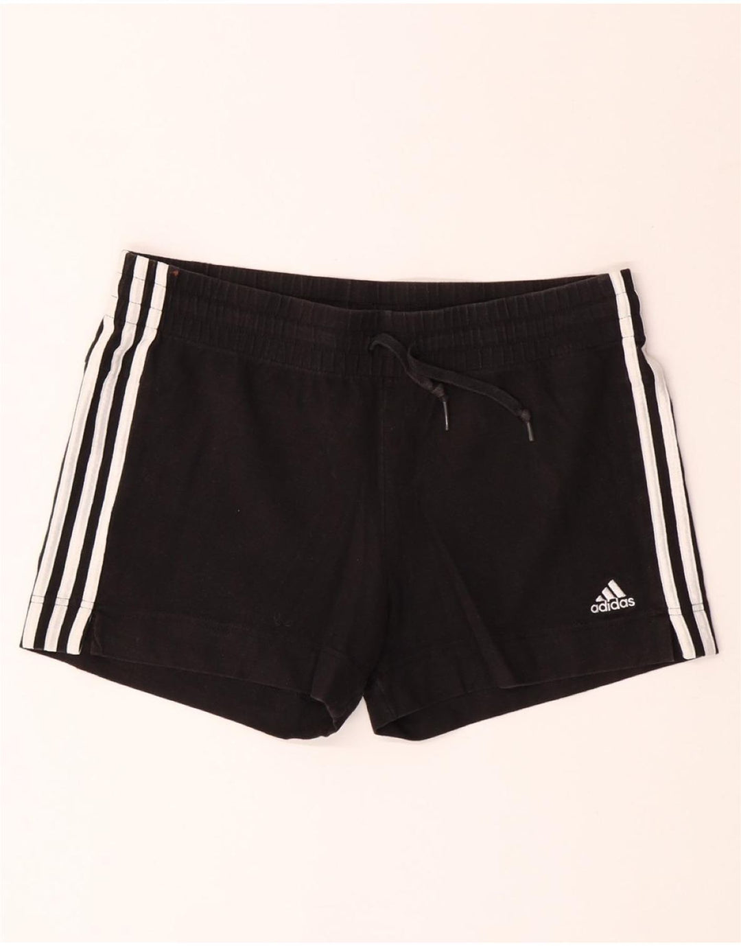 ADIDAS Damen Sportshorts UK 12/14 Mittelschwarze Baumwolle