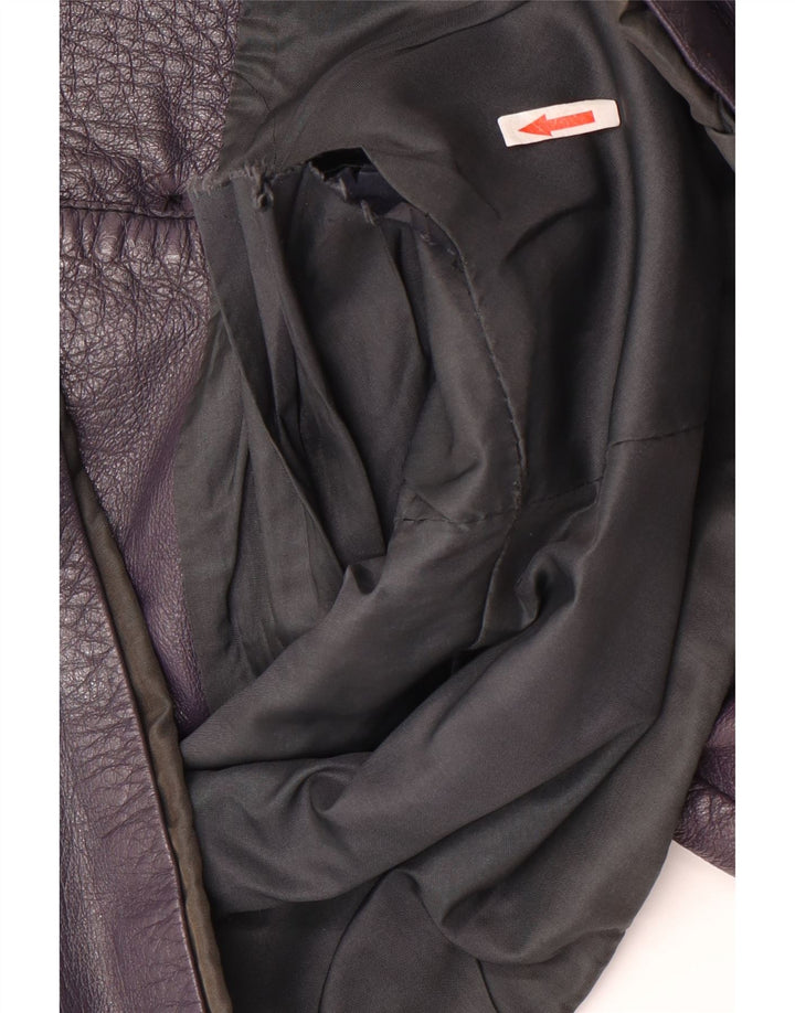 Vintage Damen 2-Knopf Leder Blazer Jacke UK 8 Small Lila