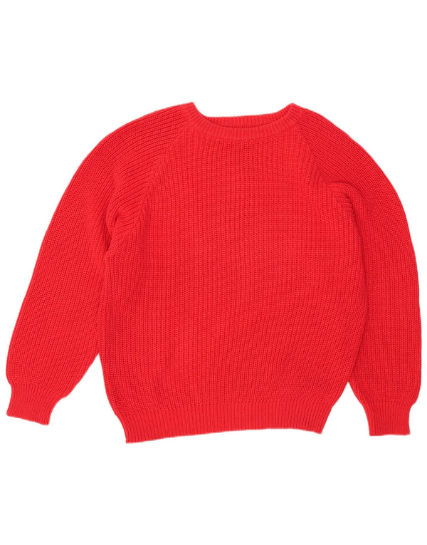 Benetton Womens Oversized Boat Neck Jumper Sweater IT 48 XL Red Cotton