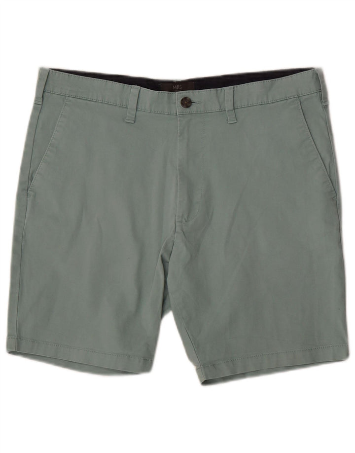 Marks & Spencer Herren-Chinoshorts W34 Large aus grüner Baumwolle