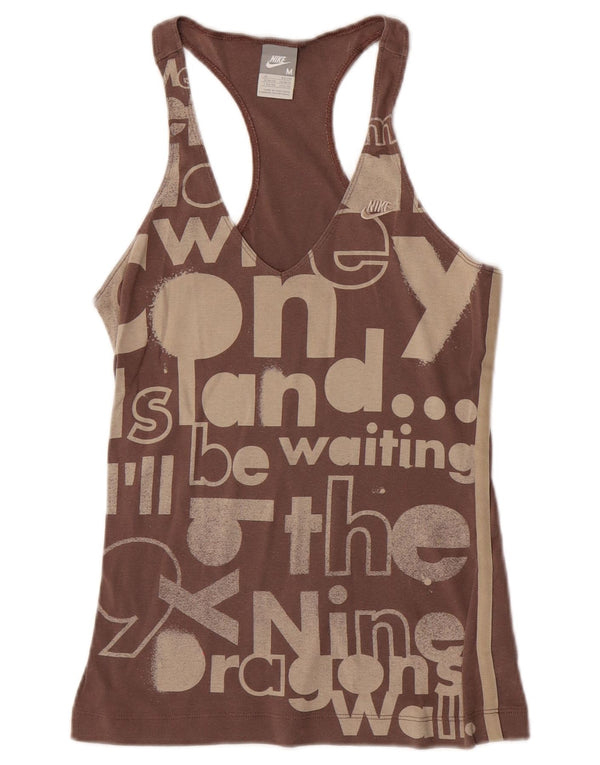 Nike Womens Graphic Vest Top UK 10/12 Mittelbraune Baumwolle