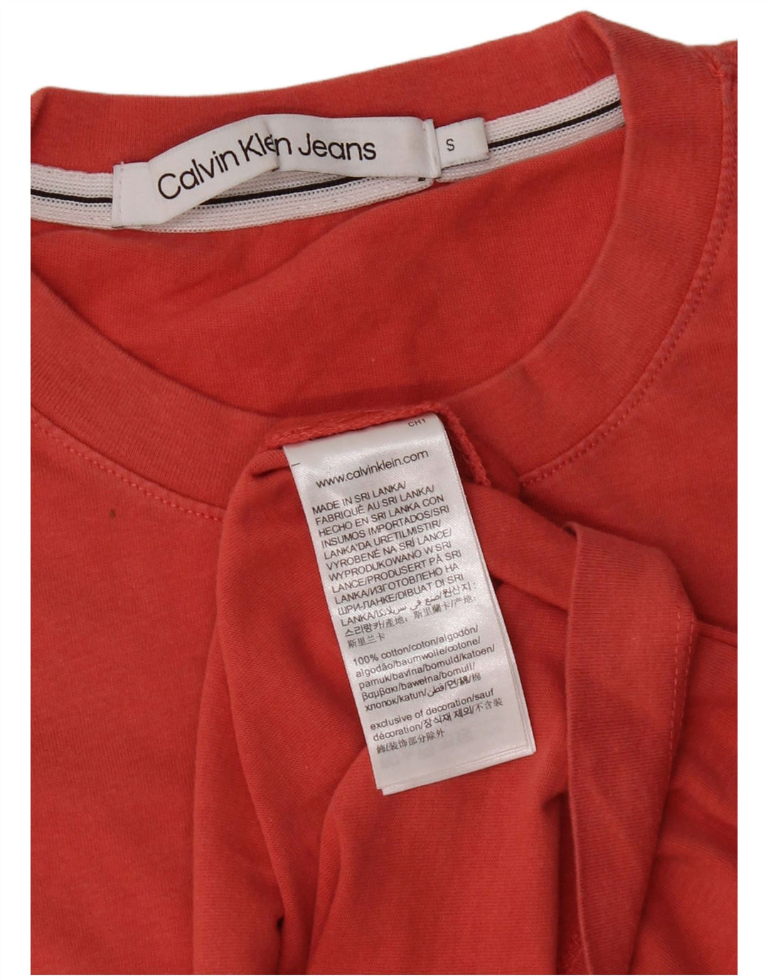 Calvin Klein Jeans Herren T-Shirt Top Small Rot Baumwolle