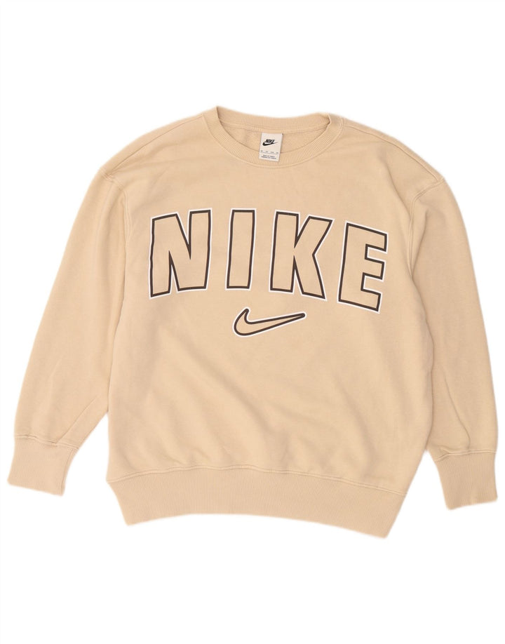 Nike Herren Grafik Sweatshirt Pullover XS Beige Baumwolle