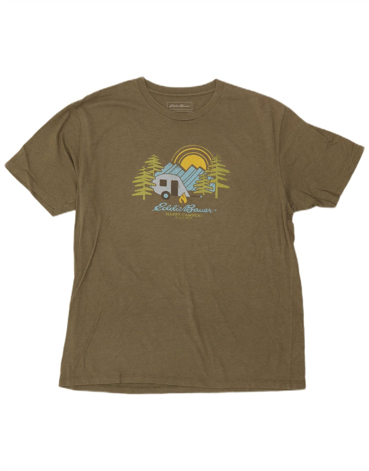 EDDIE BAUER Herren-T-Shirt mit Grafik, groß, Khaki, Baumwolle