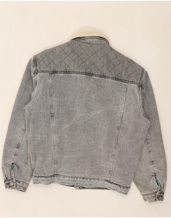 Mash Herren Denim Sherpa Jacke UK 40 Large Grau Baumwolle