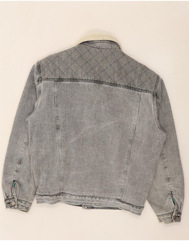 Mash Herren Denim Sherpa Jacke UK 40 Large Grau Baumwolle