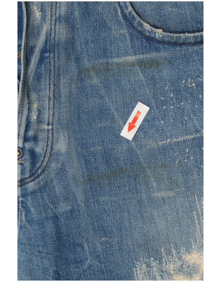 G-Star Herren Jeansshorts W32 mittelblau gefleckte Baumwolle