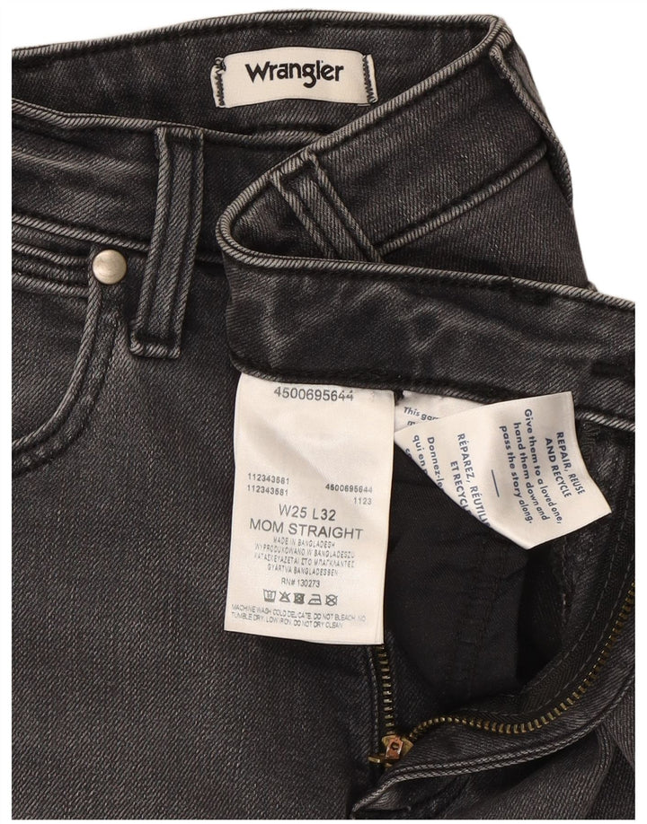 Wrangler Damen Mom Straight Jeans W25 L32 Graue Baumwolle