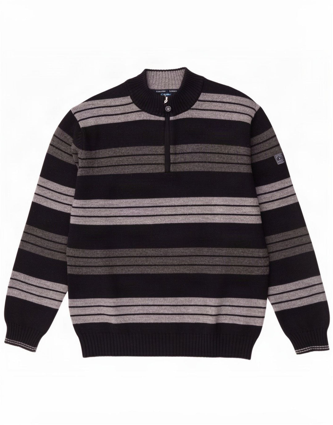 Il Granchio Herren-Pullover mit Reißverschluss am Hals, groß, marineblau gestreift