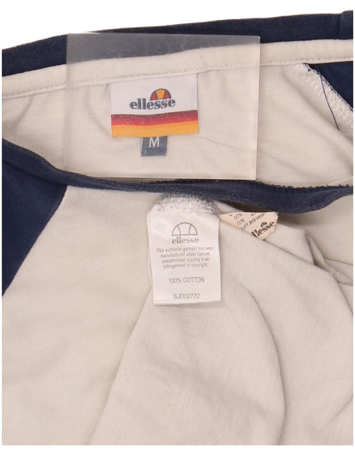 Ellesse Herren-Grafikoberteil mit langen Ärmeln, Mittelweiß, Colourblock-Baumwolle