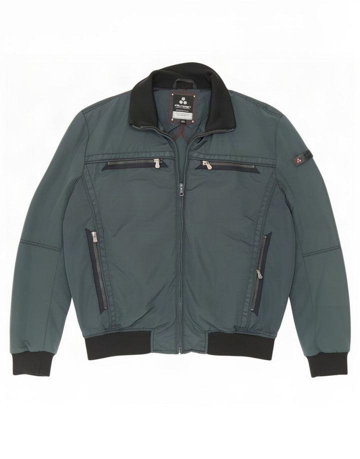 PEUTEREY Herren Bomberjacke UK 44 2XL Blaues Colourblock-Polyamid