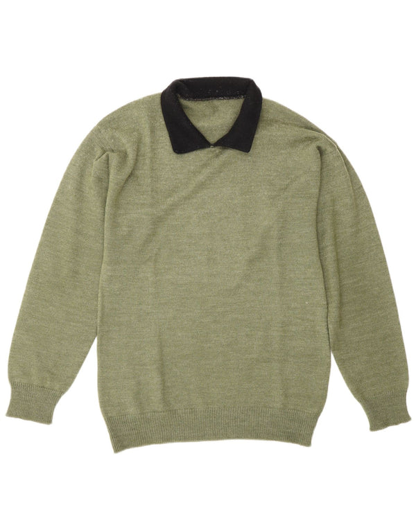 Vintage Herren-Pullover mit Rollkragen, Mittelgrün, Farbblock
