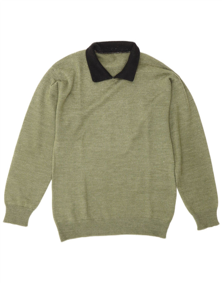 Vintage Herren-Pullover mit Rollkragen, Mittelgrün, Farbblock